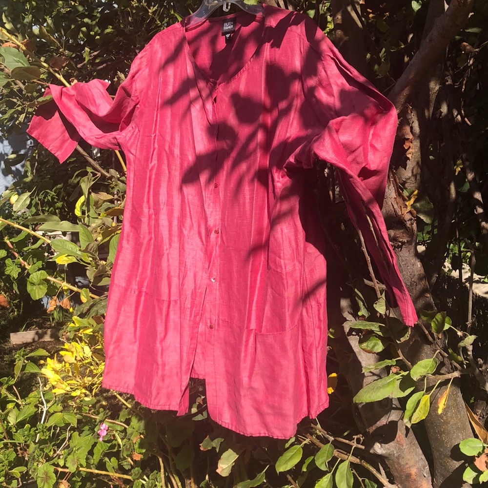 Eileen Fisher dusty rose silk light jacket duster